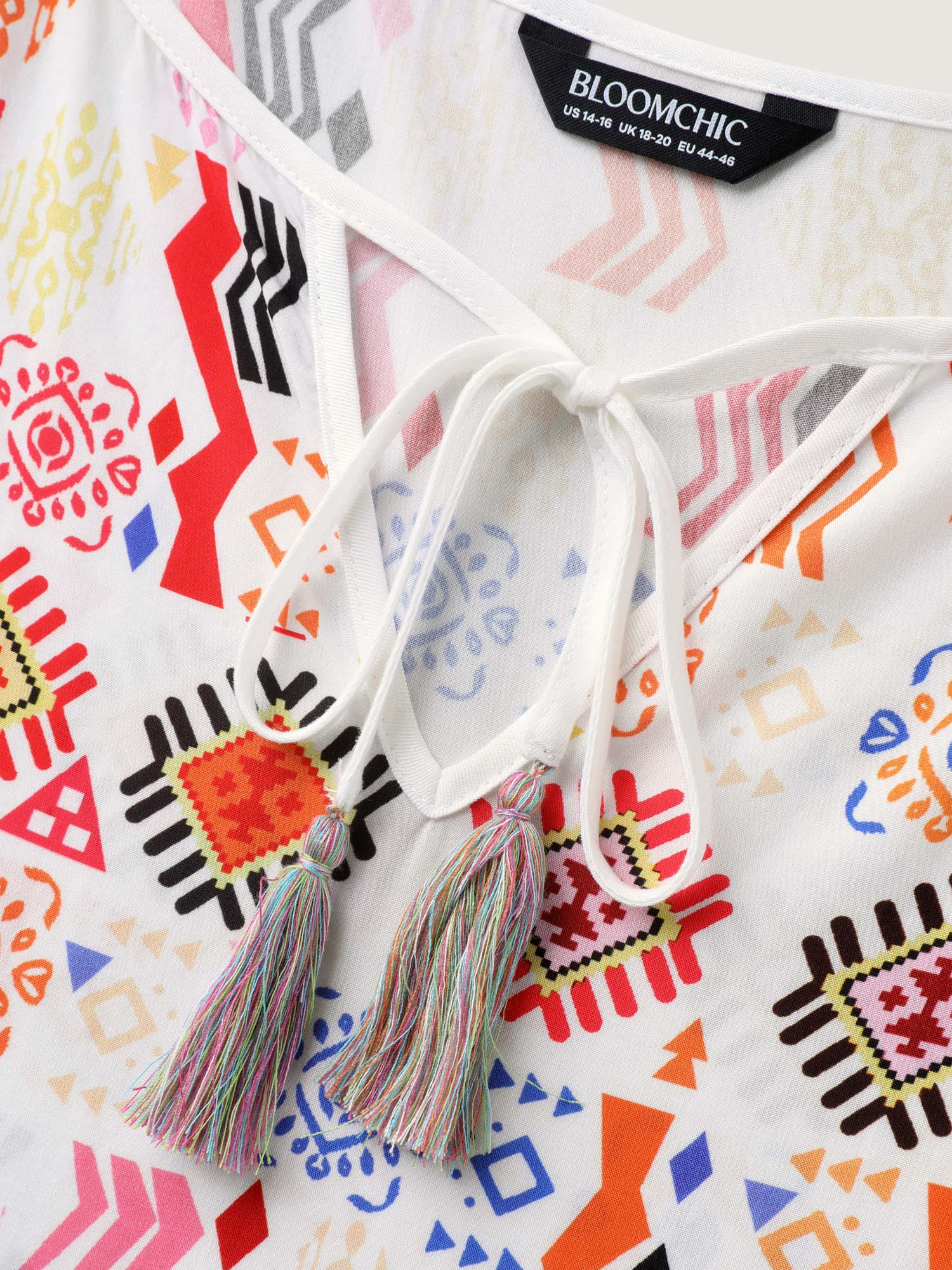 Multicolor Boho Stripes Woven Cut-Out Blouse