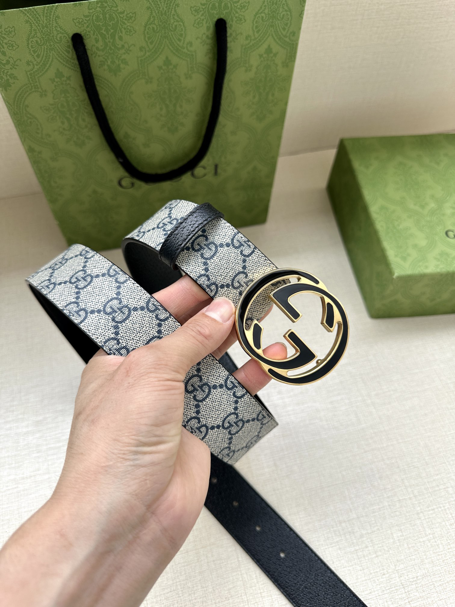 Gucci Marmont printed leather belt 3.8cm wide