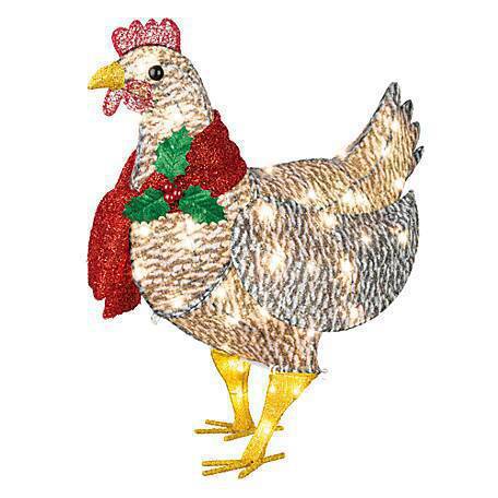 Christmas decoration - Light-up chicken with scarf