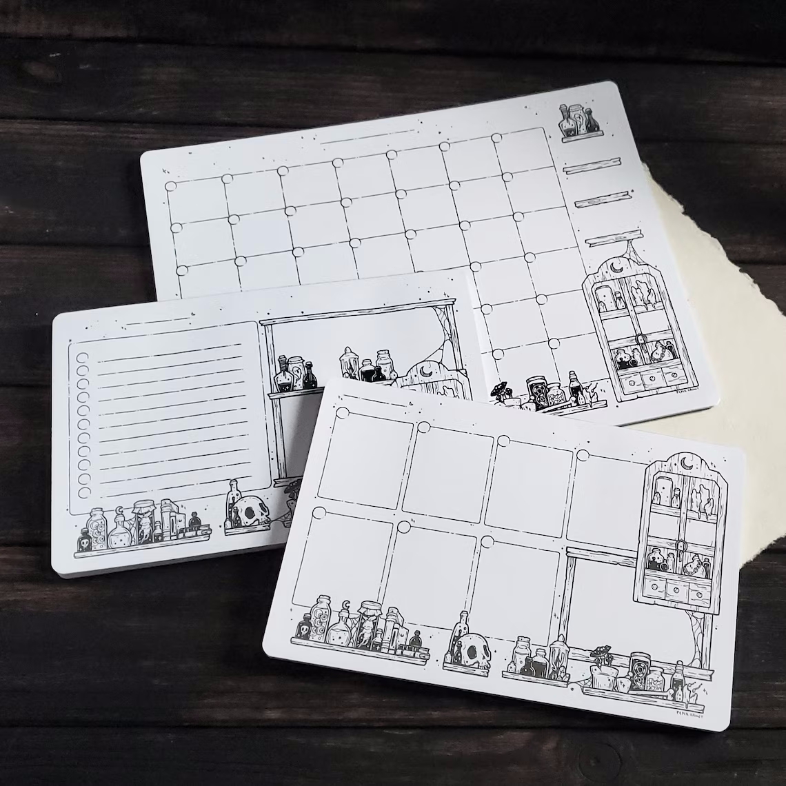 Potion shelf planner Notepads | Spooky cute goth Stationery