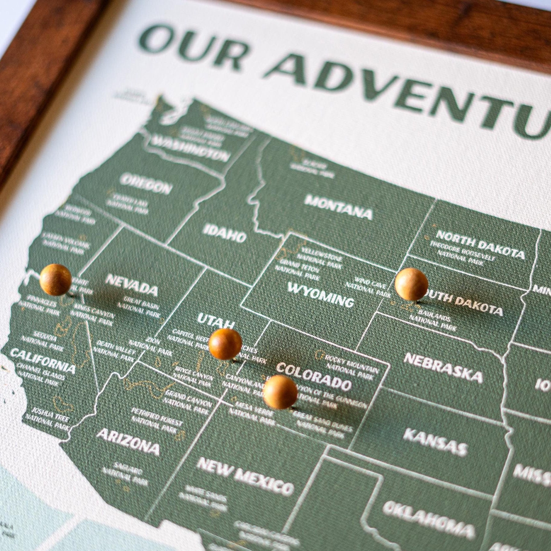 National Parks Push Pin Map – Personalized Adventure Map, Track Your National Park Travels ,11x14