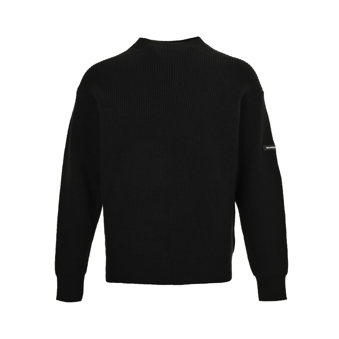 Balenciaga 24Fw sleeve badge knitted crew neck sweater
