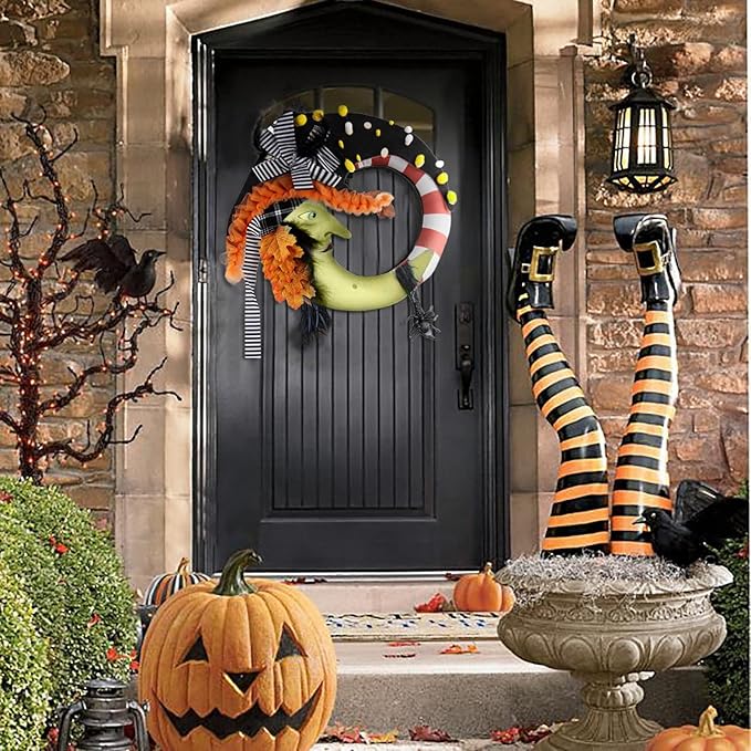 🎃🎃Scary witch and moon maple leaf wreath - Halloween decoration👻👻