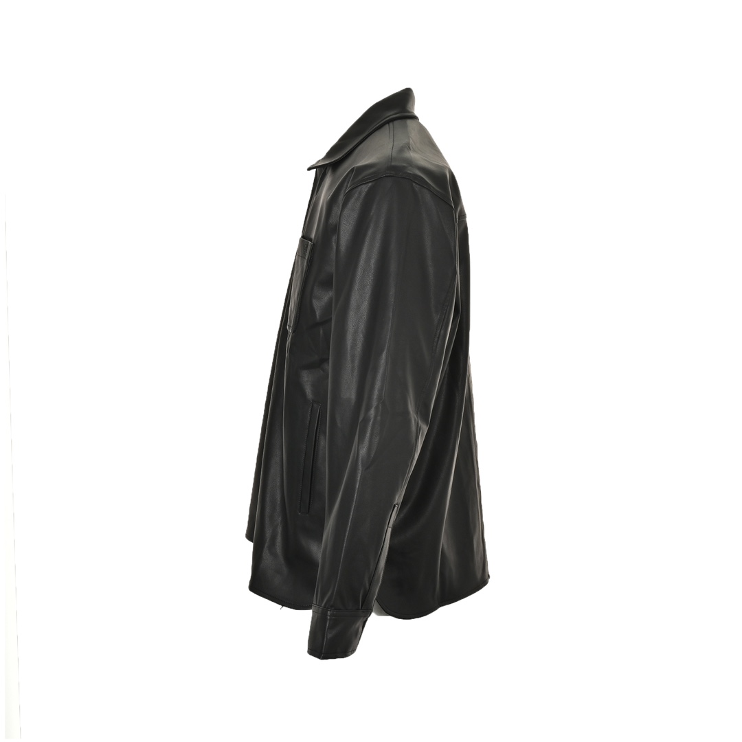 Loewe 24Fw single pocket zipper button leather jacket