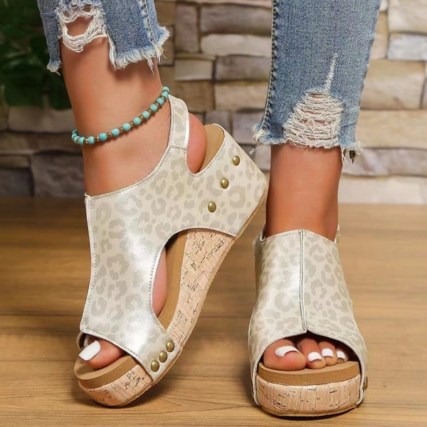 🔥Last Day Promotion 50% OFF - Women's Leather Platform Wedge Orthopedic Sandals