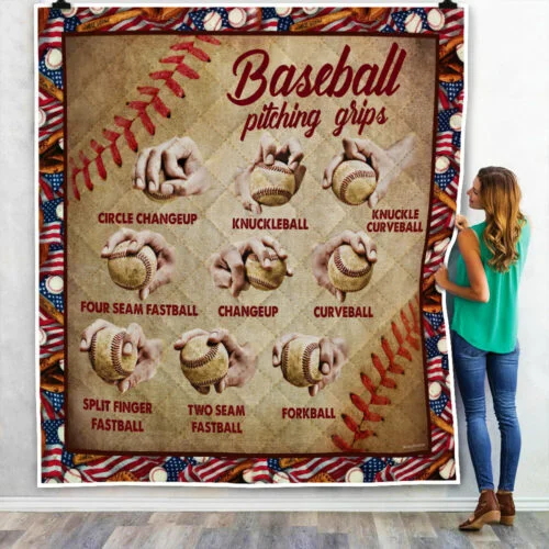 Baseball Pitching Grips Quilt Blanket