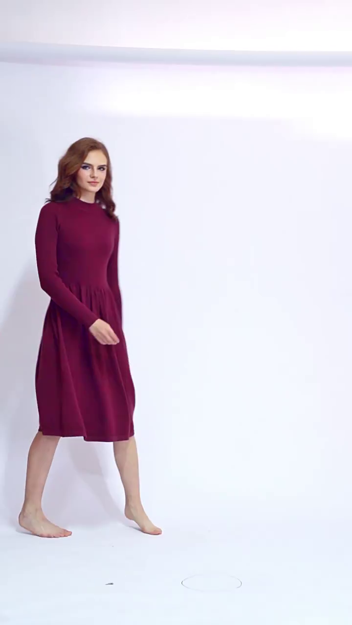Autumn and winter half-high collar large pendulum long style knitted dress waist show thin long sleeve simple temperament sweater bottom skirt woman