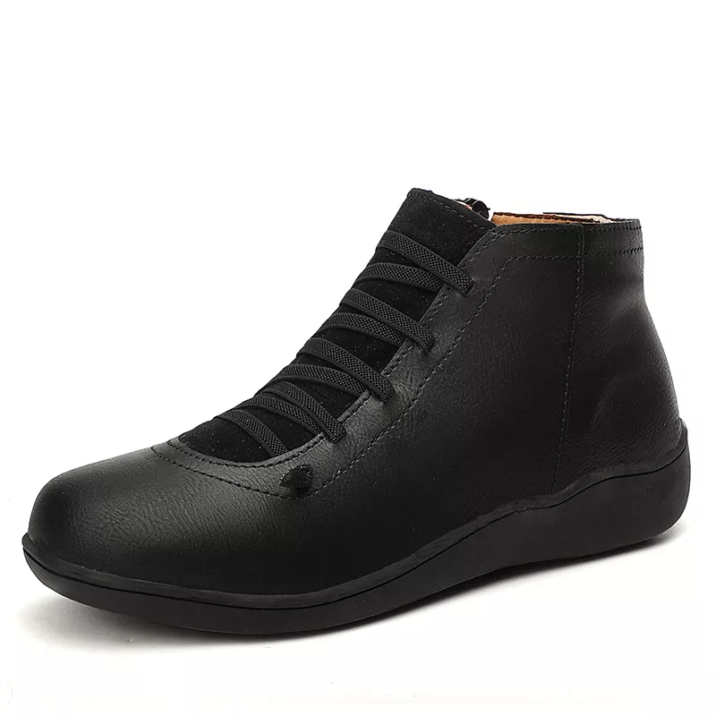 Premium Lace-Up Ankle Boots, Genuine Comfy Leather Boots