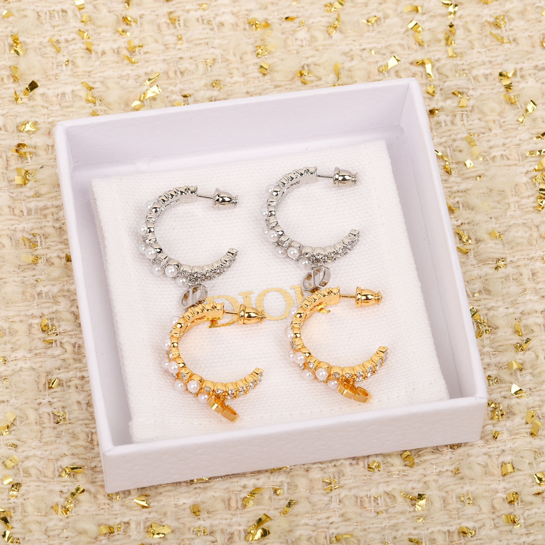 Dior Double Pearl Diamond Earrings