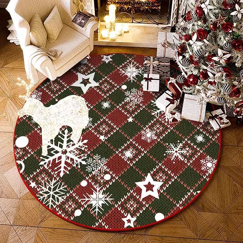 Christmas round carpet atmosphere washable dirt resistant full spread sofa coffee table blanket Christmas tree festive decoration mat