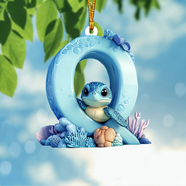 Cute Turtle Letter Shaped Ornament