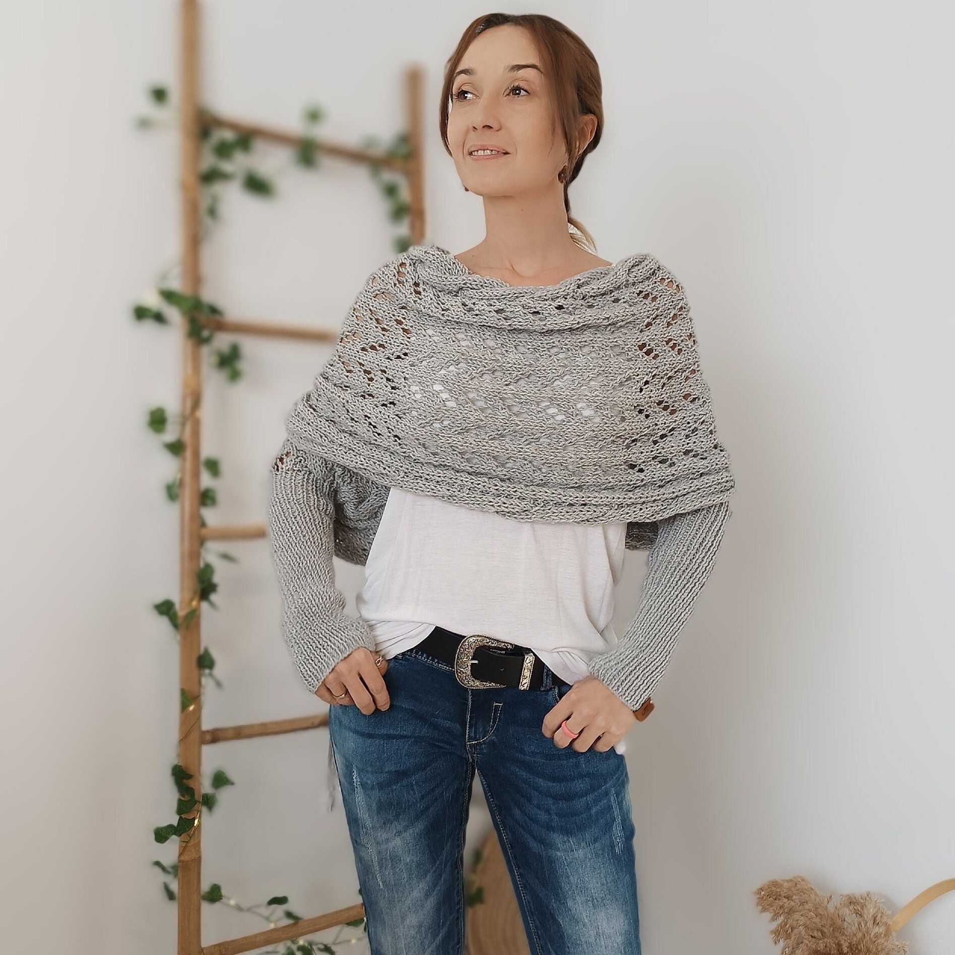 ON SALE🔥Scarf With Sleeves, Knitted Cable Wrap