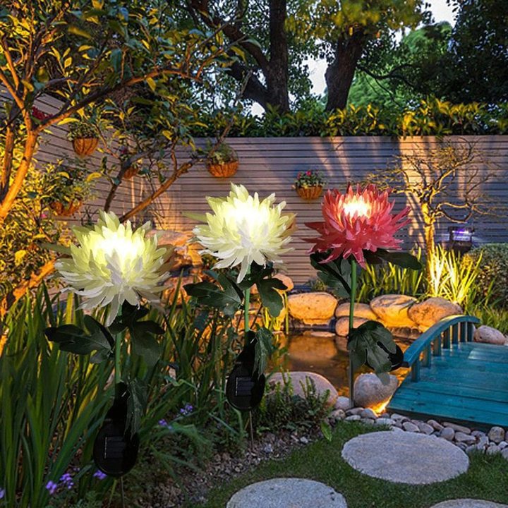 (🔥Last Day Clearance Sale-SAVE 50% OFF) Artificial Chrysanthemum Solar Garden Stake Lights-BUY 2 SETS FREE SHIPPING