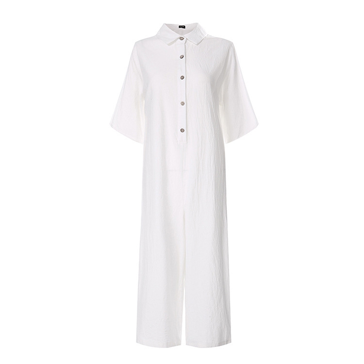 Casual Loose Short Sleeved Wide Leg Jumpsuit