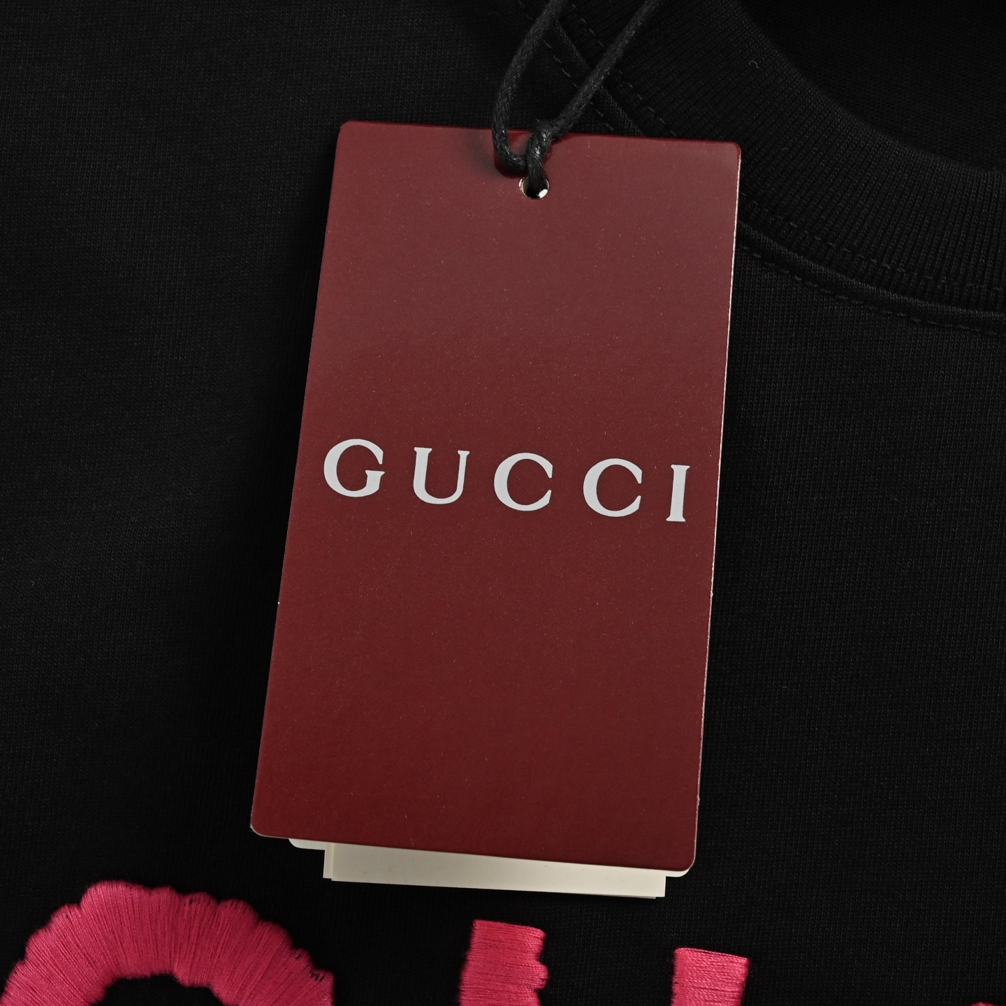 Gucci pink letter logo embroidered short sleeves
