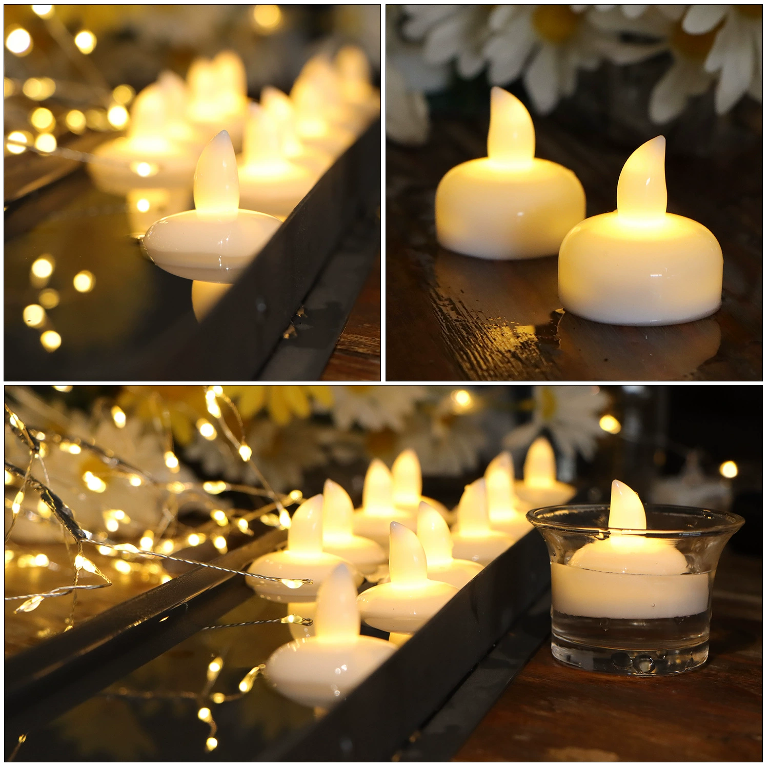🔥2 Pcs/Set Flickering LED Flameless Floating Candles