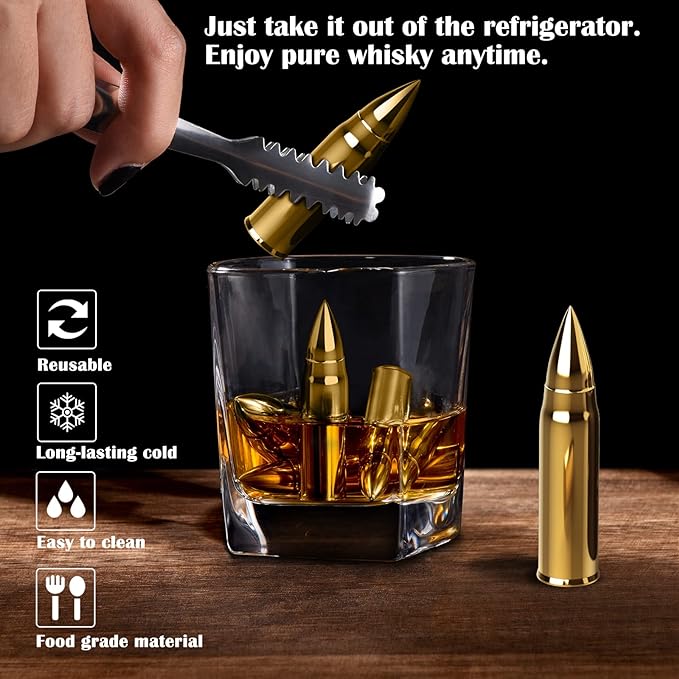 Father's Day Promotion 60% OFF 🥃 Reusable Bullet Whiskey Chilling Stones - Stainless Steel Chilling Rocks