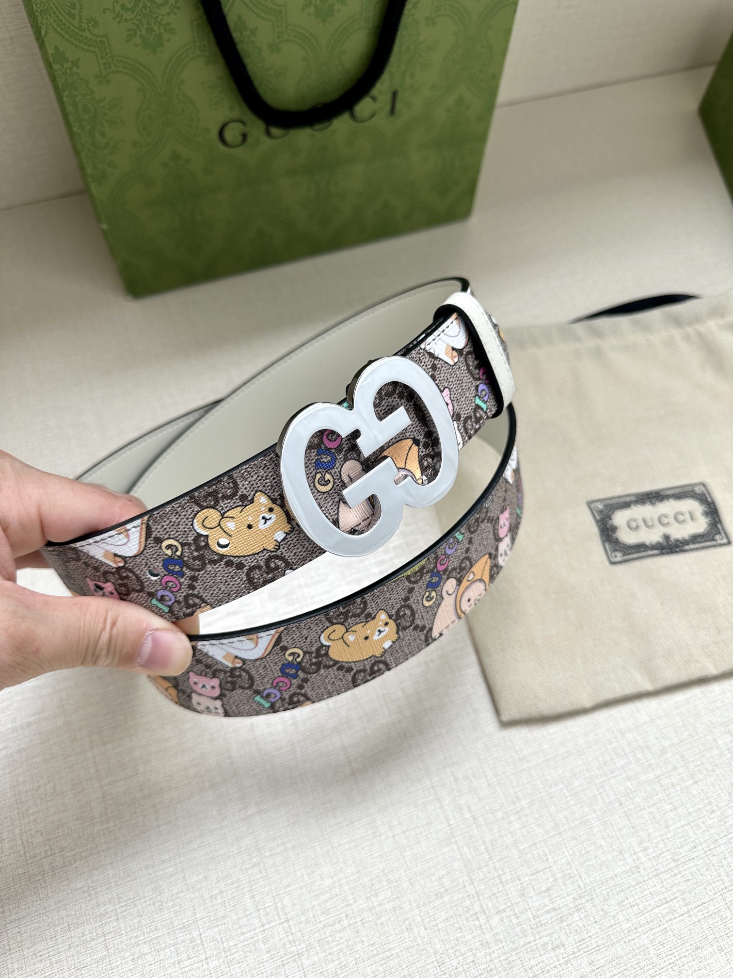 Gucci Marmont series printed leather belt width 3.8CM