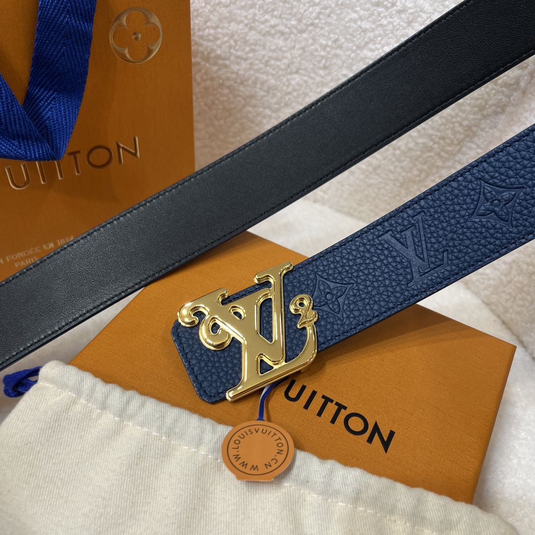 Louis Vuitton Lychee Print Men's Double-Sided Belt 4CM Width