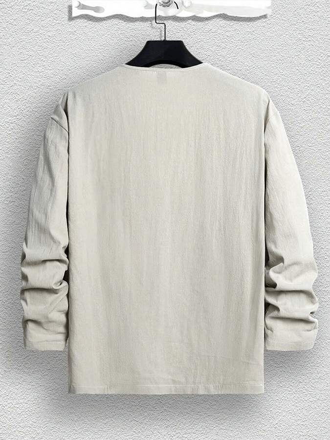 Women's V-Neck Long Sleeve Loose With Pockets Casual Shirt