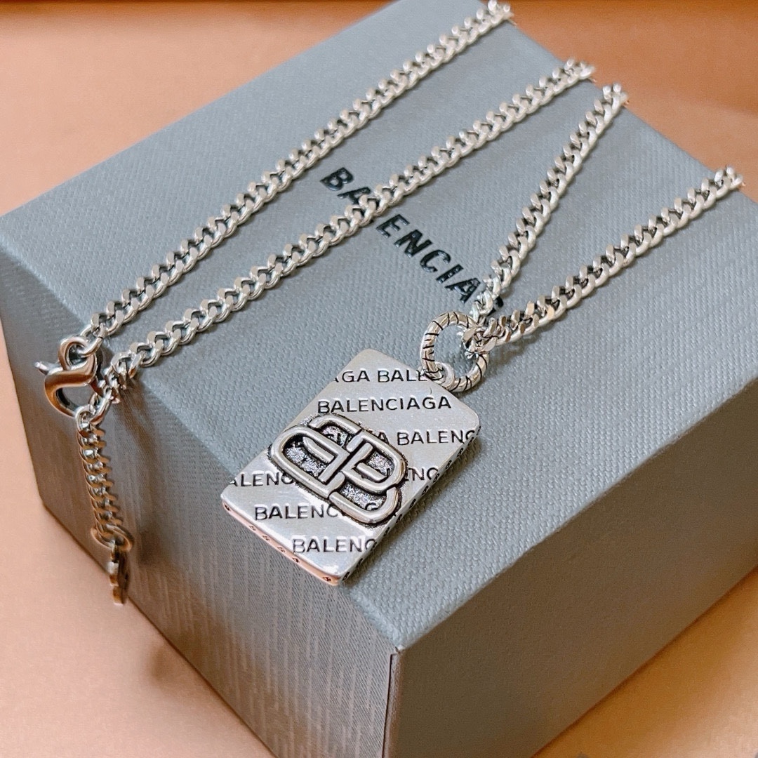 Balenciaga BB Square Chain Necklace