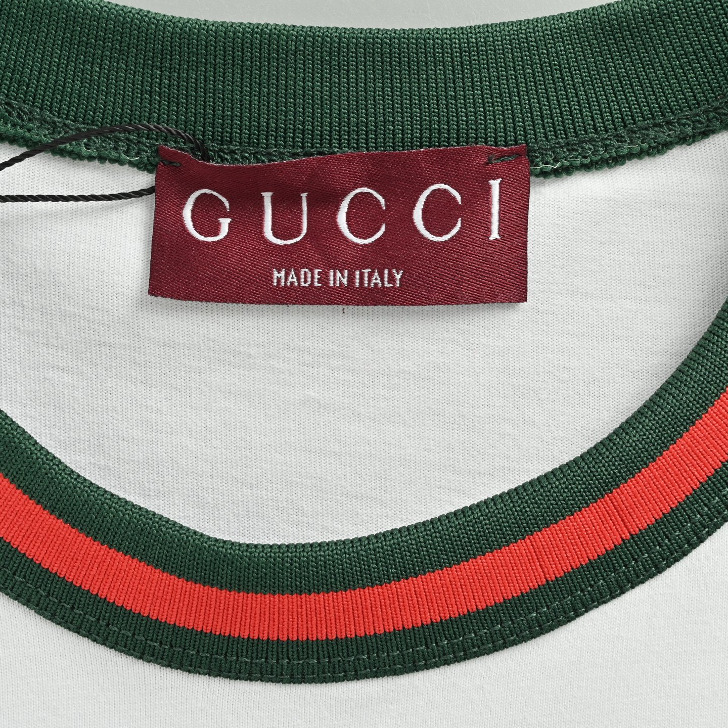 Gucci 25ss red and green collar G letter embroidered short sleeve