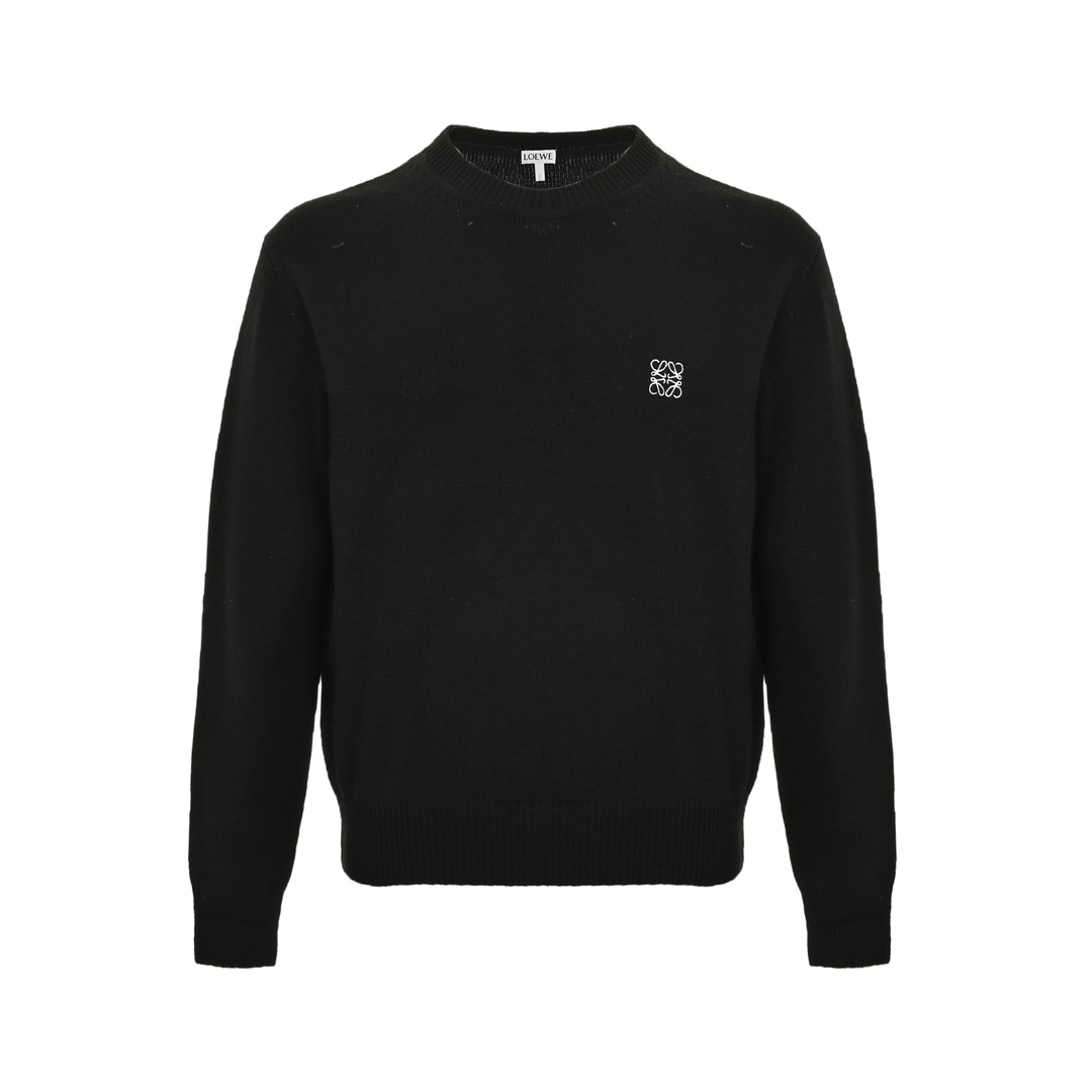 Loewe 24Fw small floral logo embroidered wool crew neck sweater