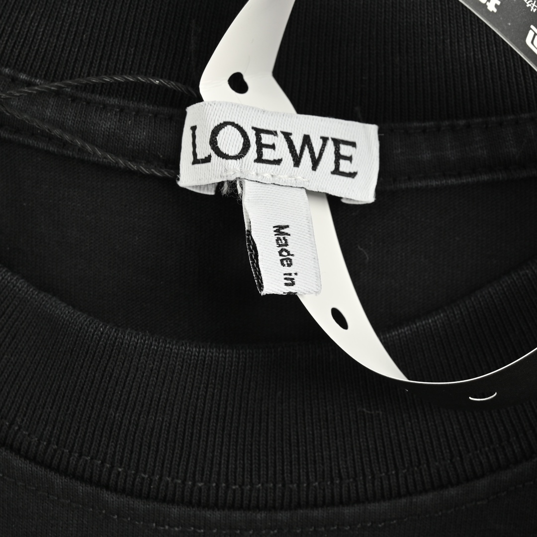 Loewe washed letter embroidered round neck short sleeves