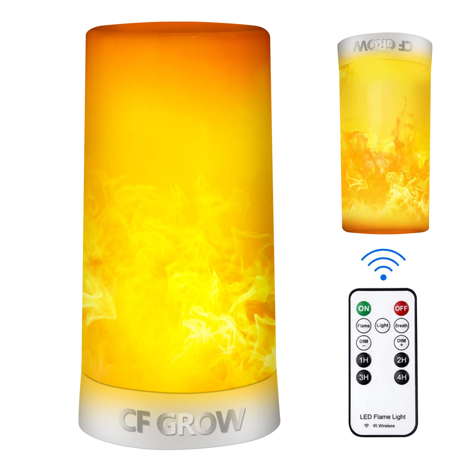 🔥LED Flame Effect Flickering Light, USB Rechargeable, 4 Mode Lights, Wireless Remote & Timer