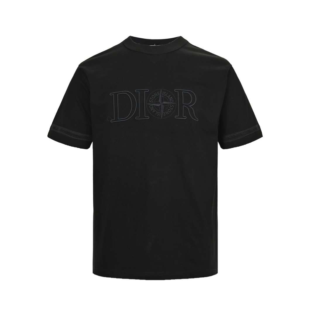 Dior & Stone Island joint embroidered letter logo short sleeve