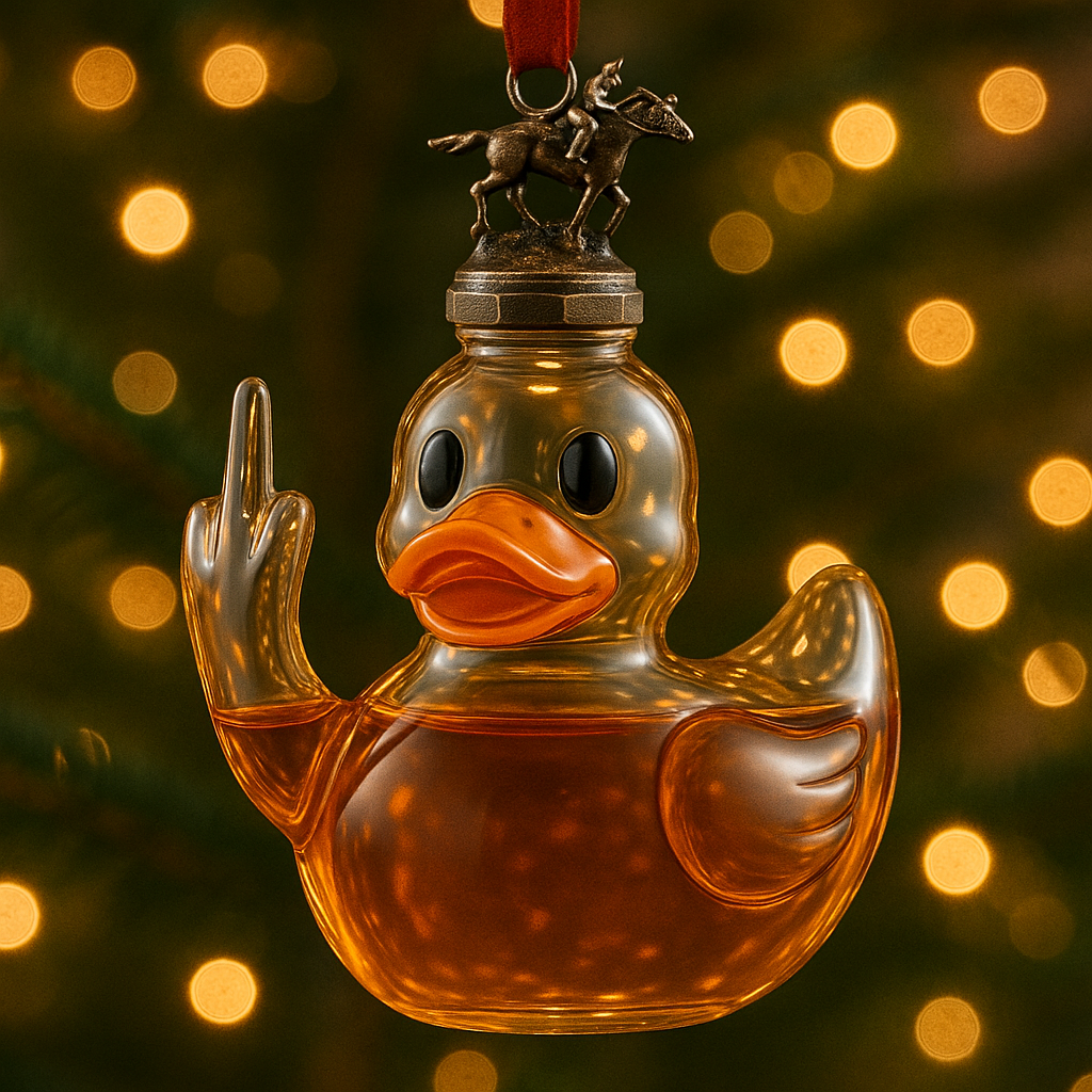 Funny Mddle Finger Duck Whisky Bottle Christmas Ornament