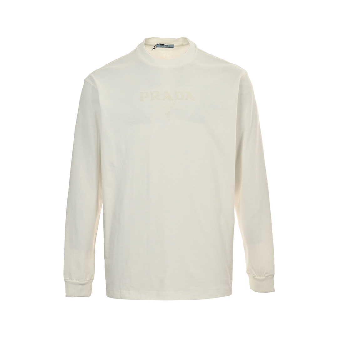 Prada 24Fw obscure toothbrush embroidered logo long-sleeved T-shirt