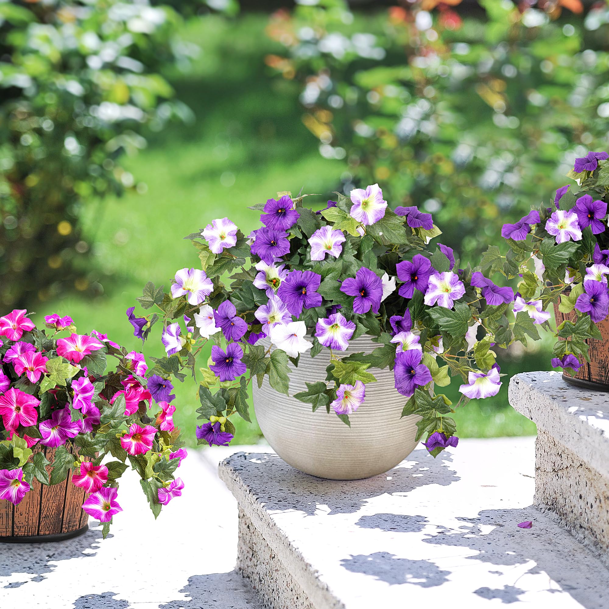 💥ON SALE💥Faux Petunias Silk Outdoor Flowers 🌿 UV-Resistant, No Fade, Waterproof, Windproof 🌸