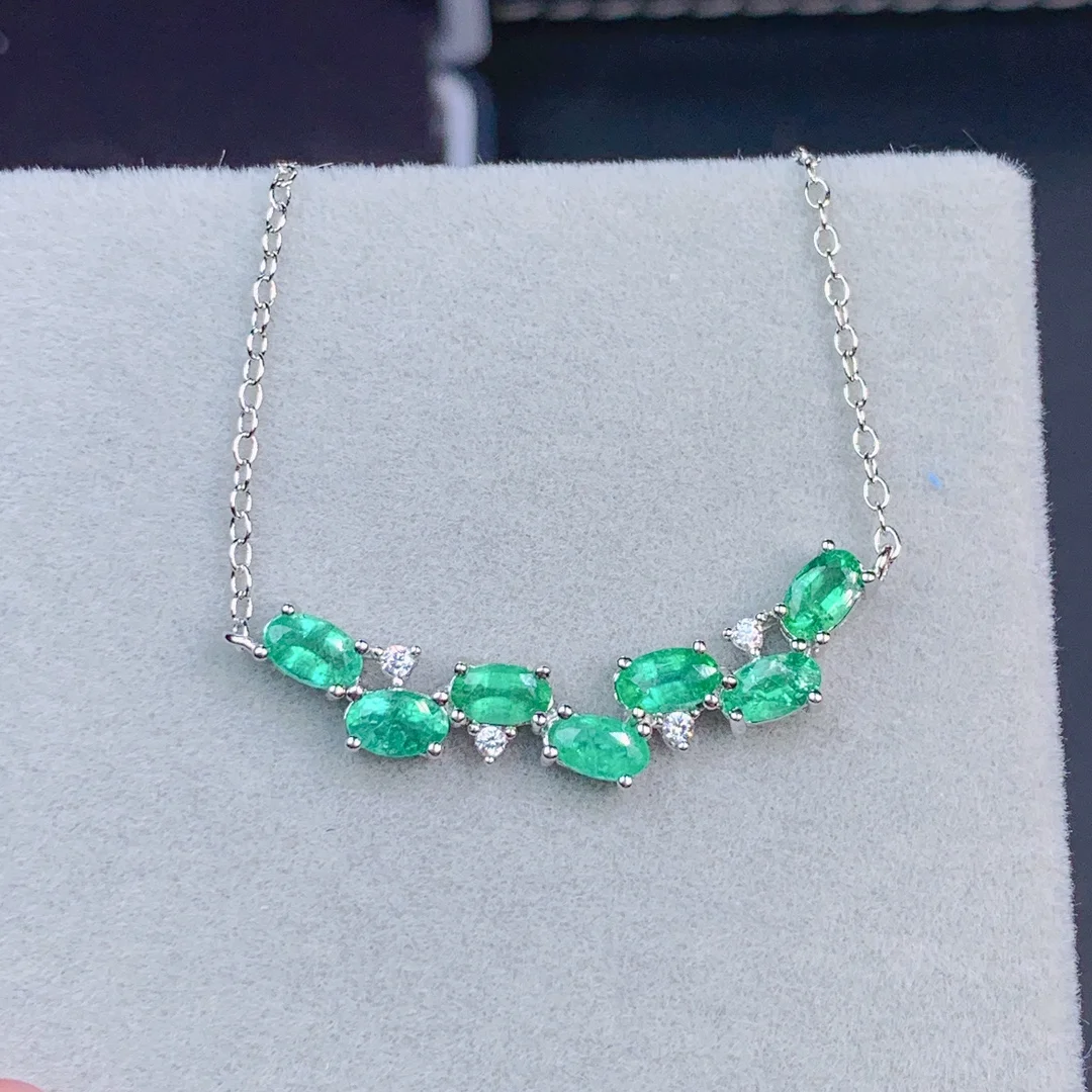 Natural Emerald Silver 925 Jewelry Women's Gem Pendant 925 Sterling Silver Women's Luxury Necklace Christmas Free Shipping