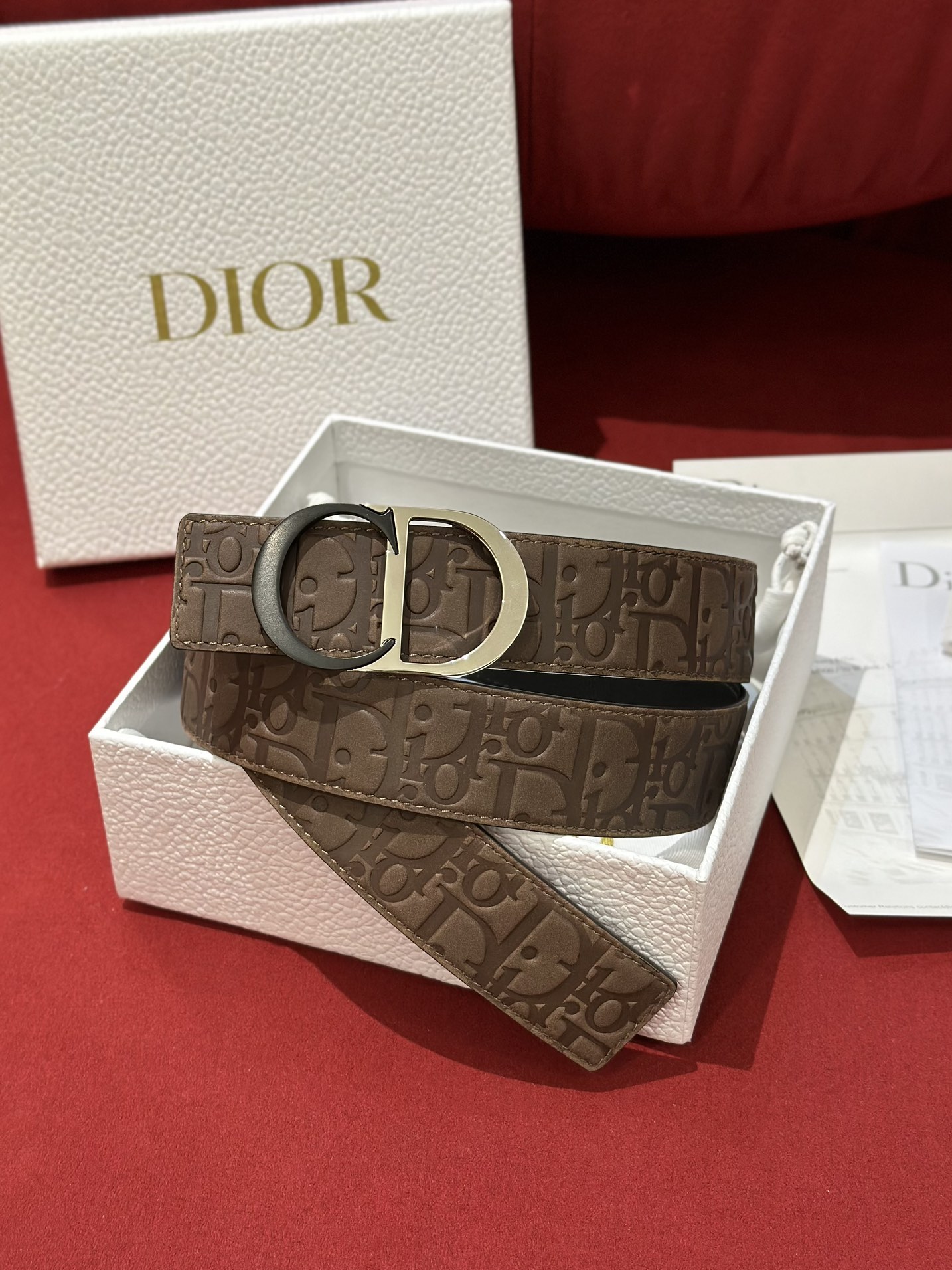 Dior CD Buckle Canvas Leather Belt 3.5CM Width