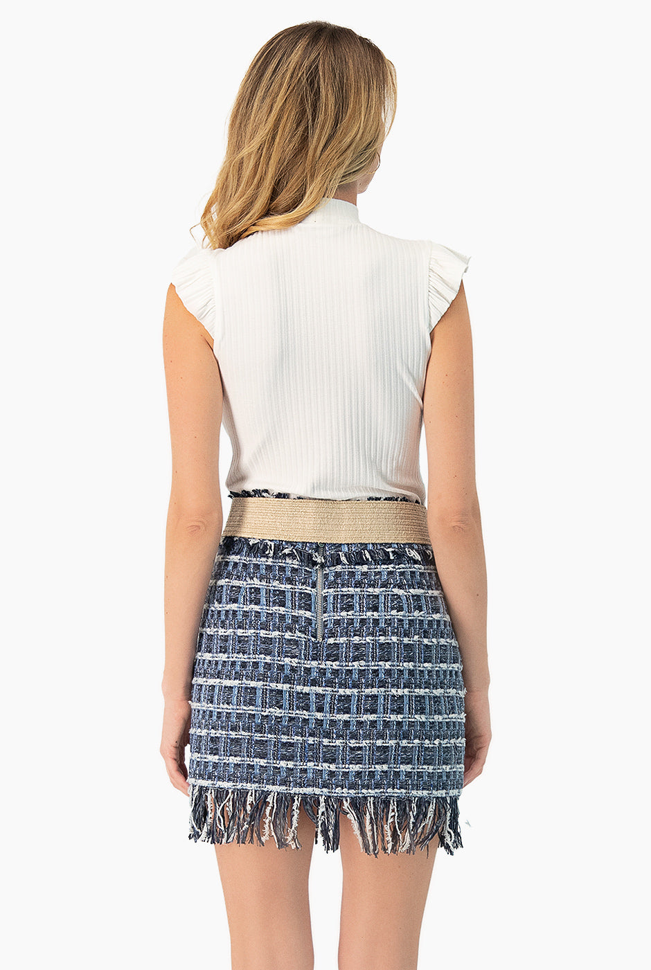 Blusa de cuello alto blanca
