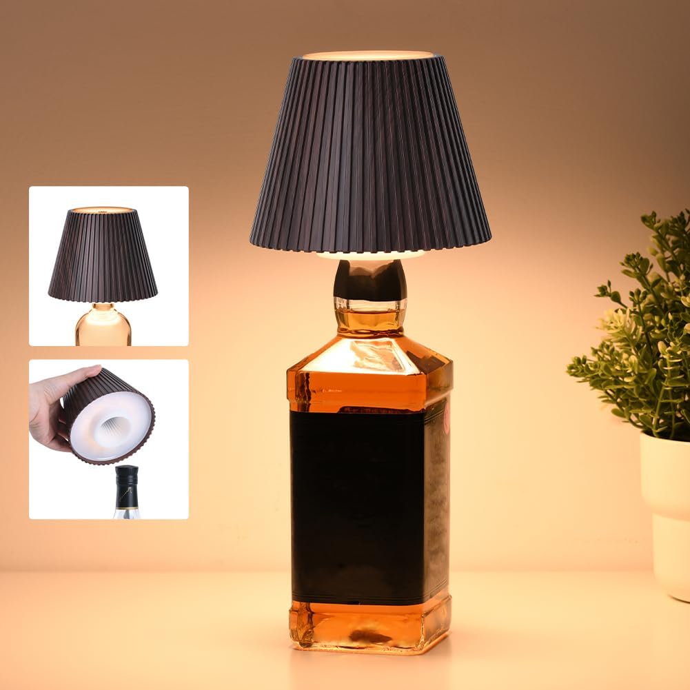 🔥Last Day 50% OFF🔥Wireless Bottle Lamp Shades for Table Lamps, 3-Level Brightness Rechargeable Touch Lamps