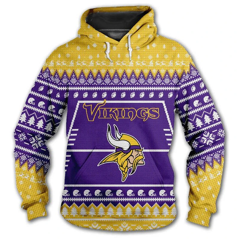 MINNESOTA VIKINGS 3D CHRISTMAS HOODIE ABC02