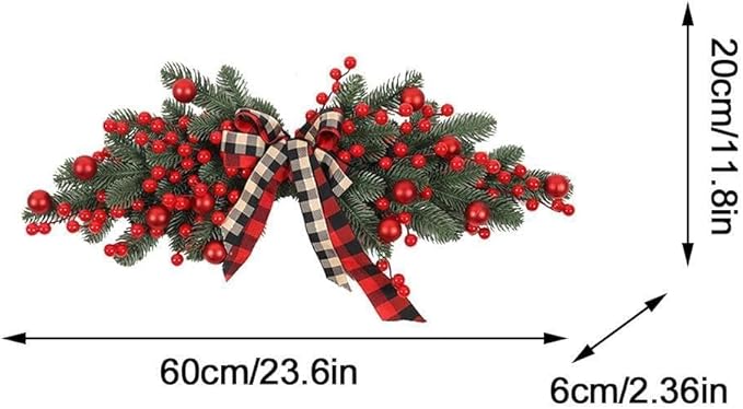 🎄Christmas promotion🔥Pre-installed red fruit door wreath with lights, urn filler with real feel