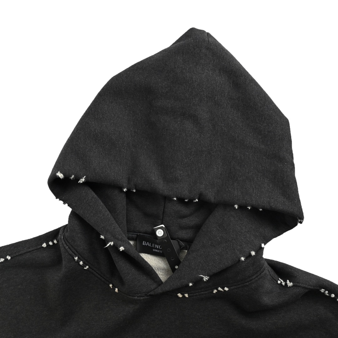 Balenciaga 24Fw distressed masking tape hooded sweatshirt