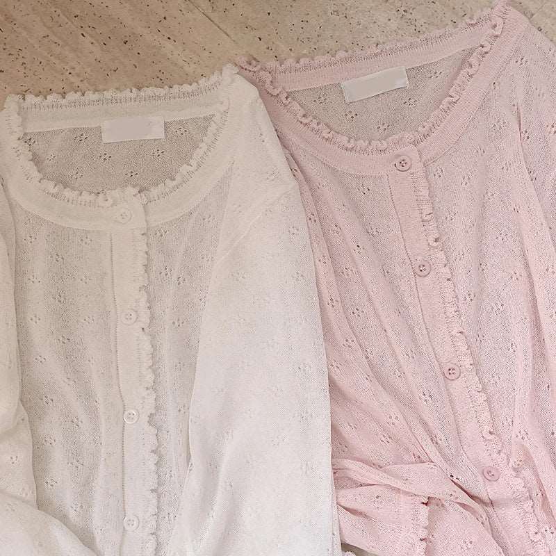 Cute Knitted Hollow Out Thin Cardigan
