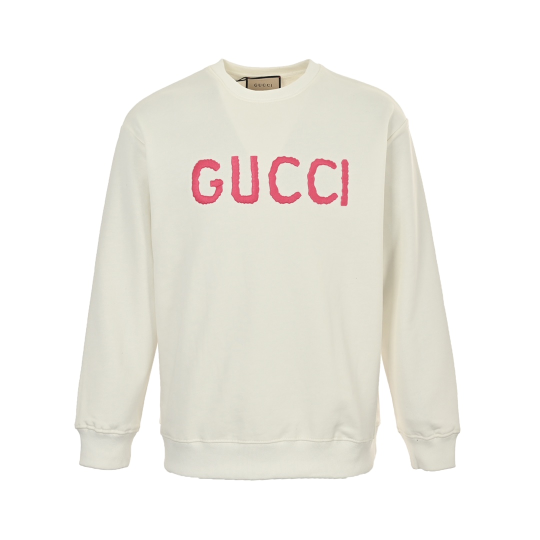 Gucci 24Fw pink lettering logo embroidered crew neck sweatshirt