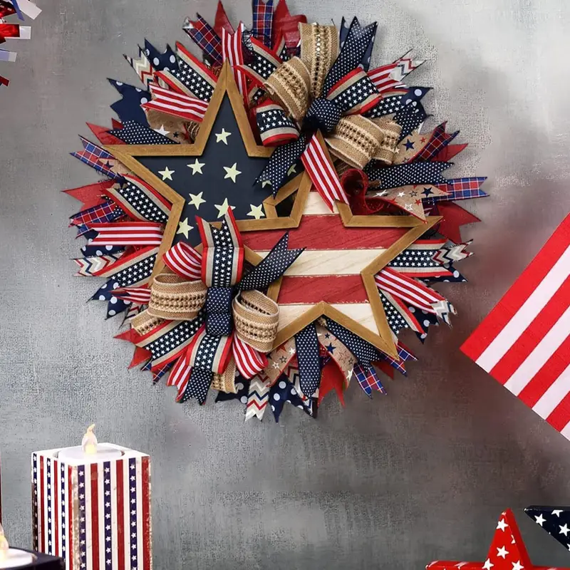 🔥[SAVE 50% OFF]--50CM/20 Inch Handmade American Patriotic Star Wreath -BUY 2 FREE SHIPPING