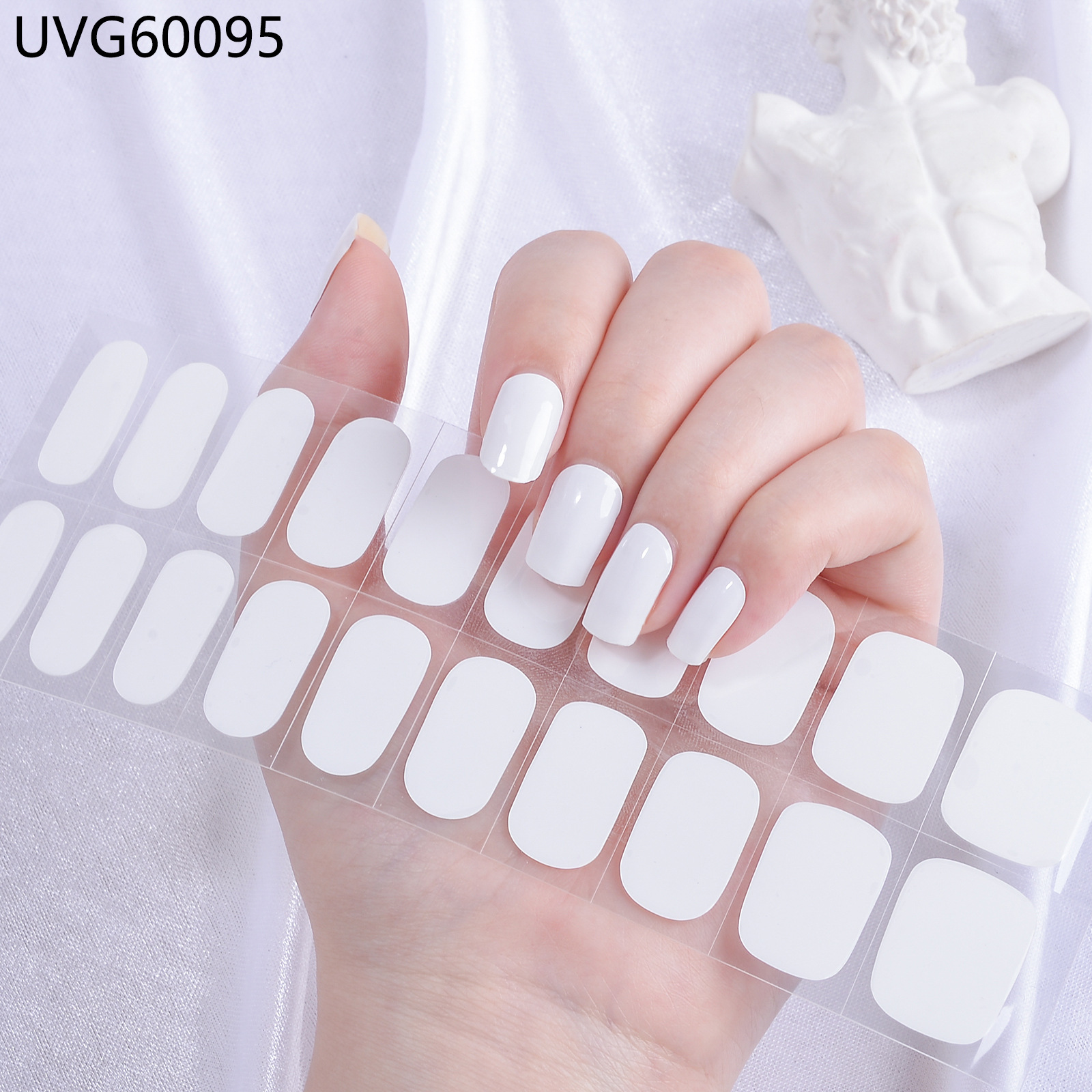 Semi Cured Gel Nail Strips, 22 pcs Nail Wraps, Glaze Gel Nail Stickers