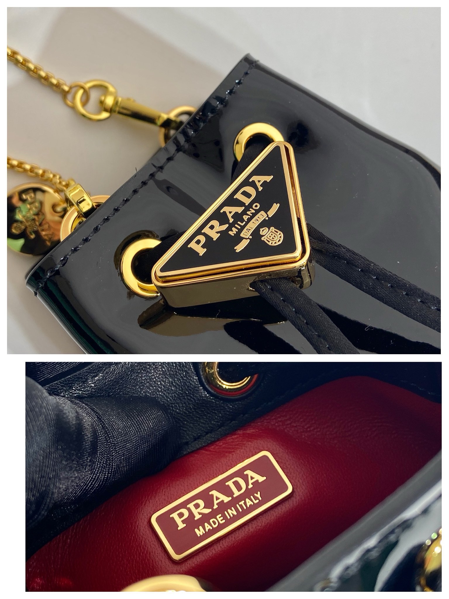 Prada patent leather small bucket 1NR016