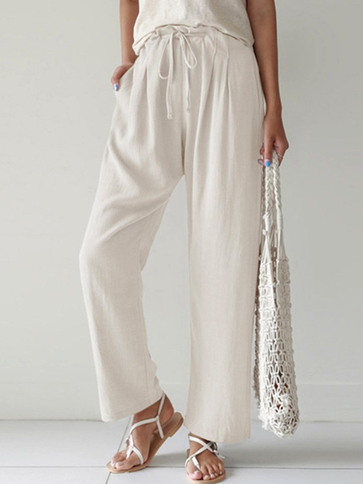Women's Pure Color Casual Cotton Trousers