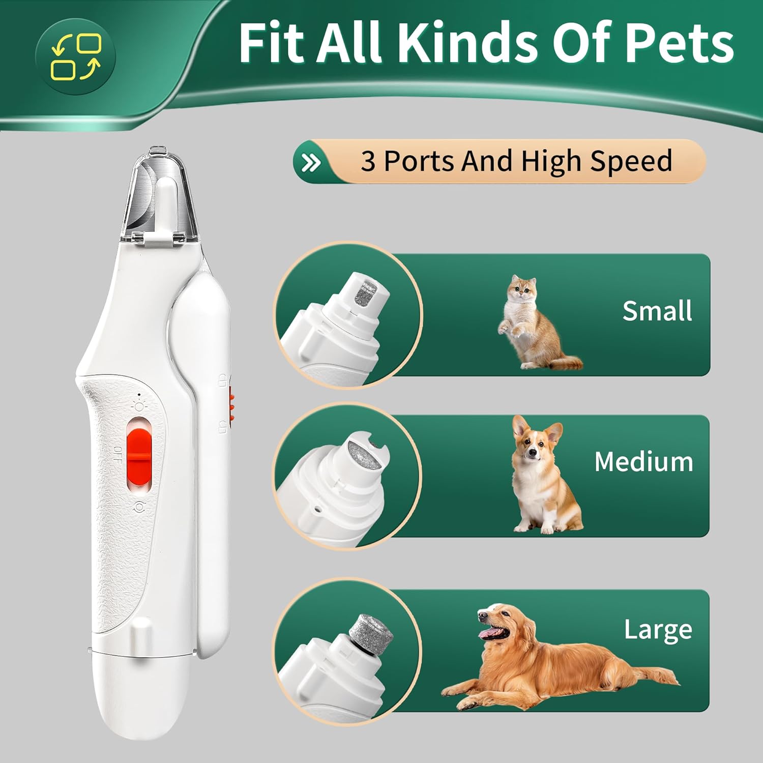 👍Last Day Promotion 60% OFF💥2-in-1 Pets Nail Grinder & Pets Nail Clippers Trimmers