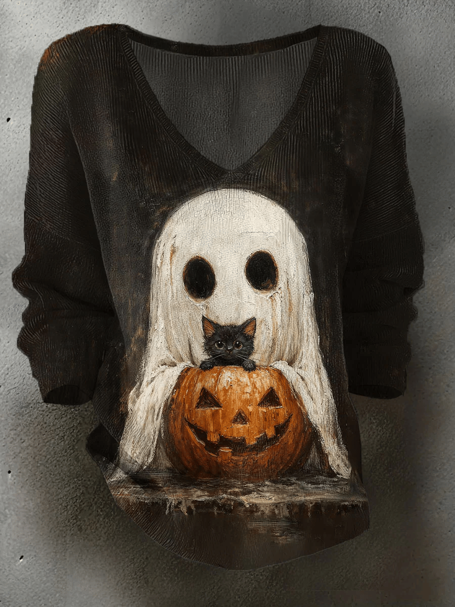 🔥Buy 3 Get 10% Off🔥Women's Halloween Ghost Print Sweater