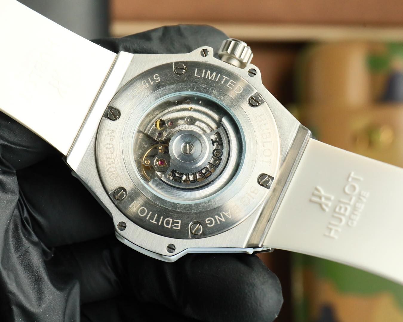 Hublot Big Bang stainless steel rainbow diamond watch