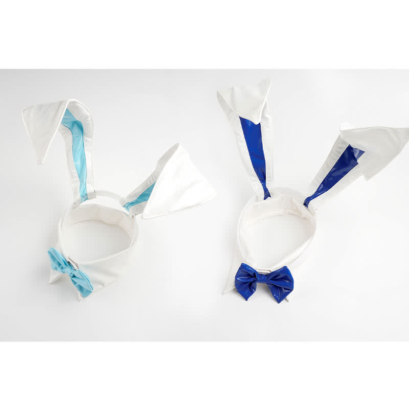 Cosplay Bunny Hollow Out PU Jumpsuit Lingerie Set